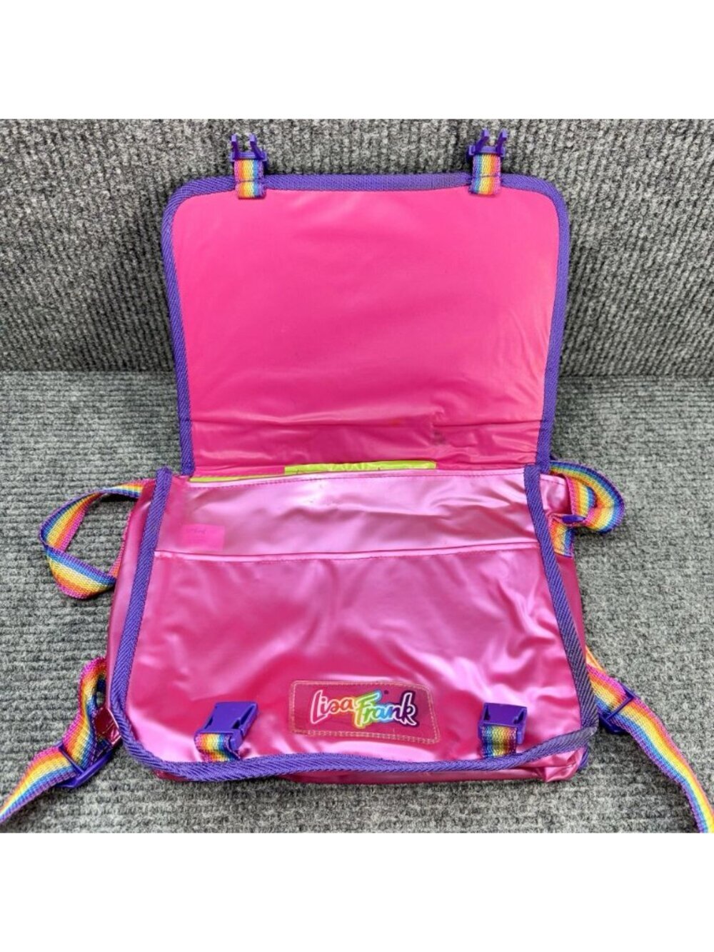 Lisa Frank Panda Painter Backpack Bag Vintage 90’s Rainbow Straps Case VERY RARE - Picture 2 of 16